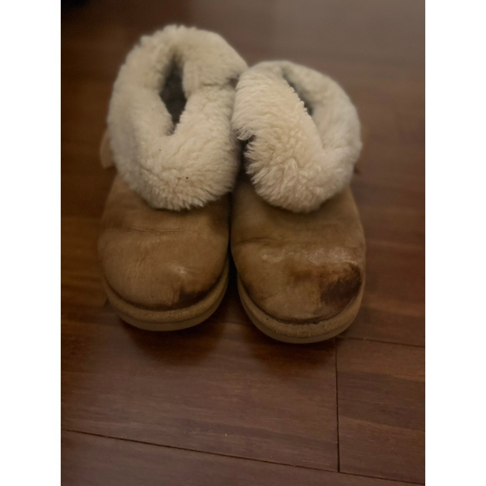 UGG Gita Chestnut Suede Toscana Sheepskin Bow Ankle Boots 1018517 Womens 8
